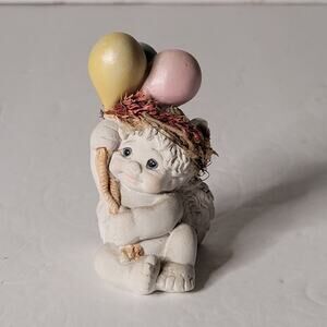 Charming Dreamsicle Cherub Angel Figurine Holding Balloons
